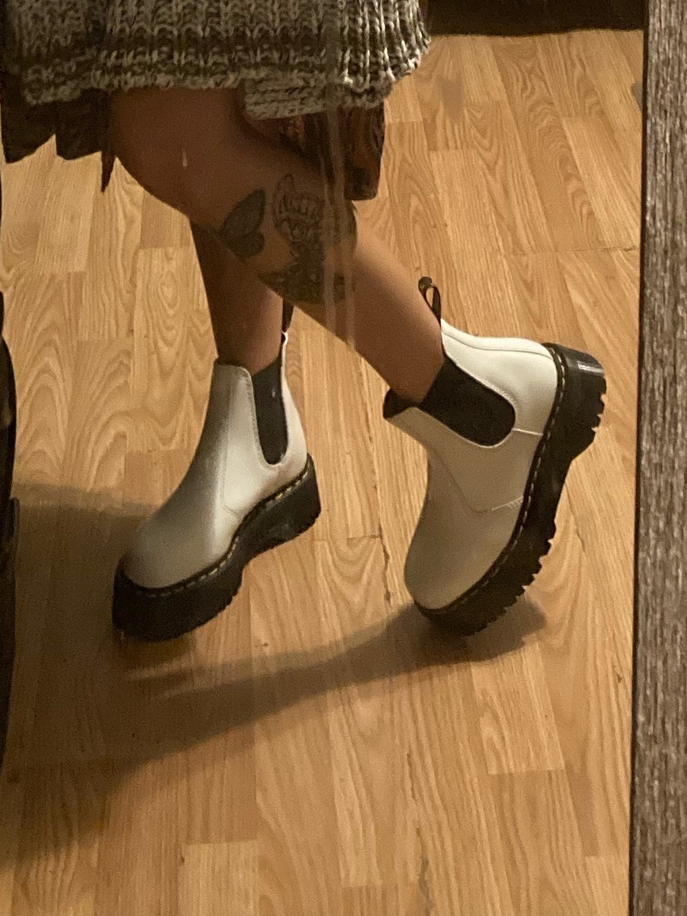 White OG chunky doc marten boots
